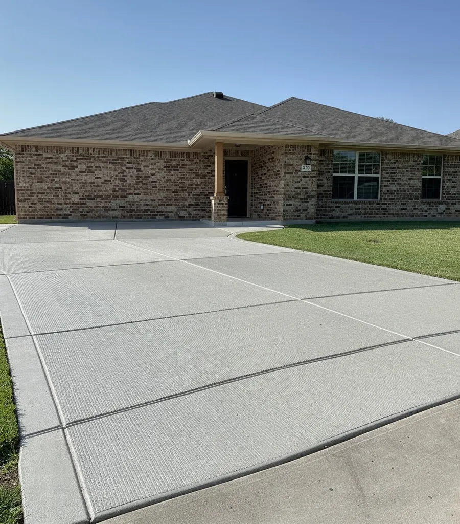 Newly poured concrete driveway finished smooth in Magnolia, TX